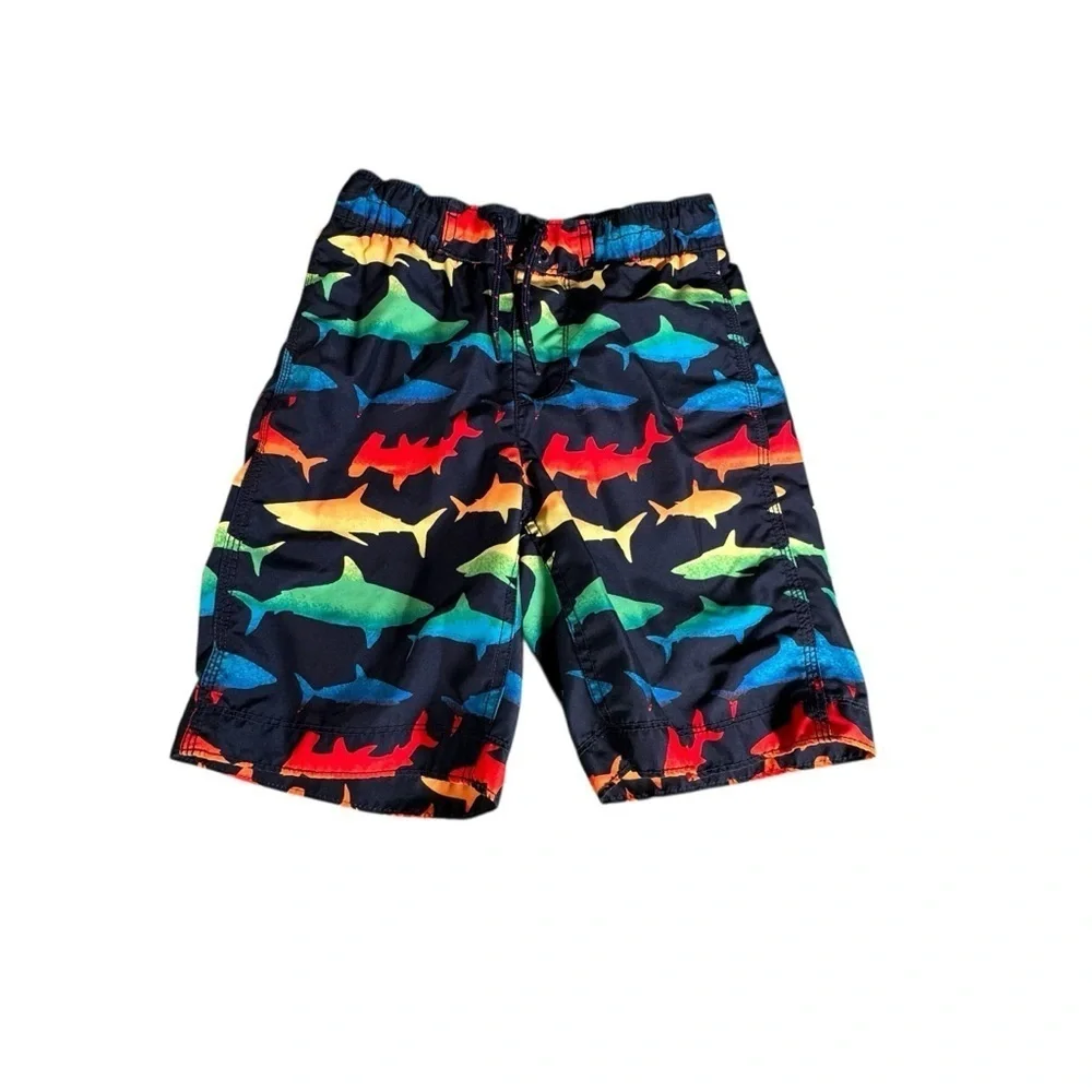 GAP Kids Boys Swim Trunks Size M (8) Shark & Floral Board Shorts Lot of 2